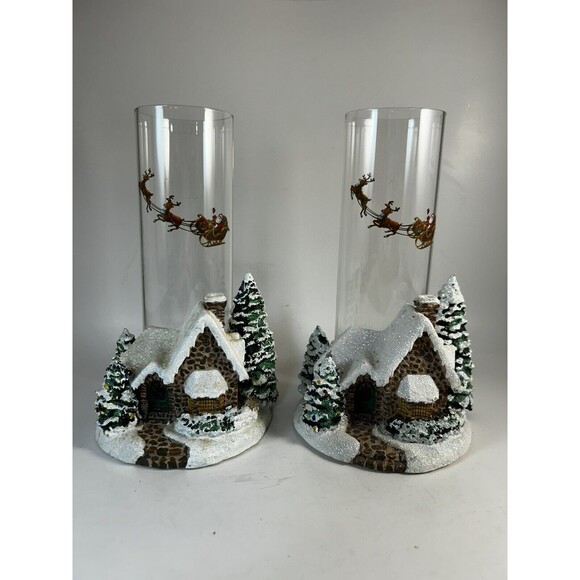 Thomas Kinkade Painter of Light Memories of Christmas Taper Candle Holders (2)
